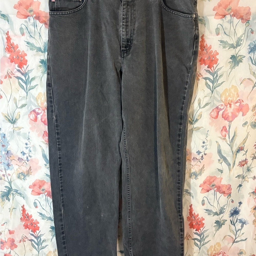 Vintage Men's Dark Gray Washed Jeans - Classic Casual Fit